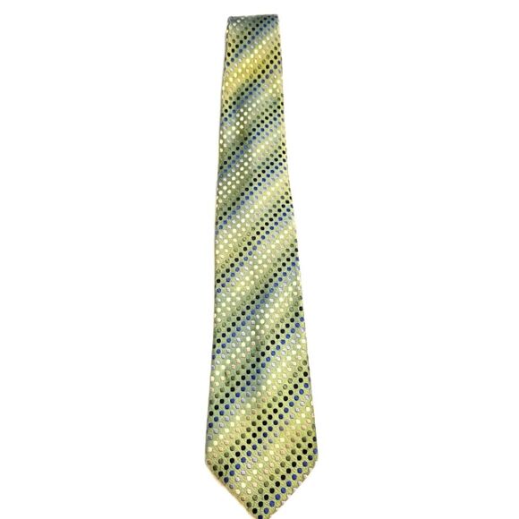 Geoffrey Beene sage green neck tie with white, gray, blue dots - Picture 1 of 3